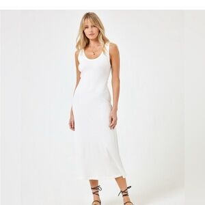 L*Space Dress Size XL Jenna Ribbed White Maxi Tank New Long Casual Long